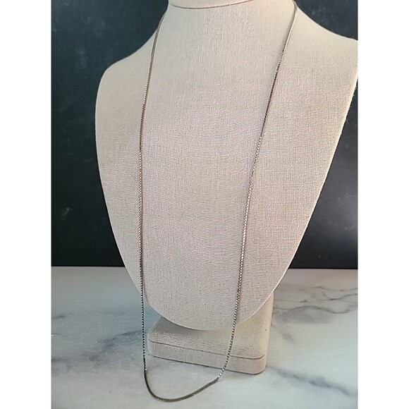 Extra Long 925 Sterling Silver Box Chain Necklace Vintage Italy - Picture 3 of 10